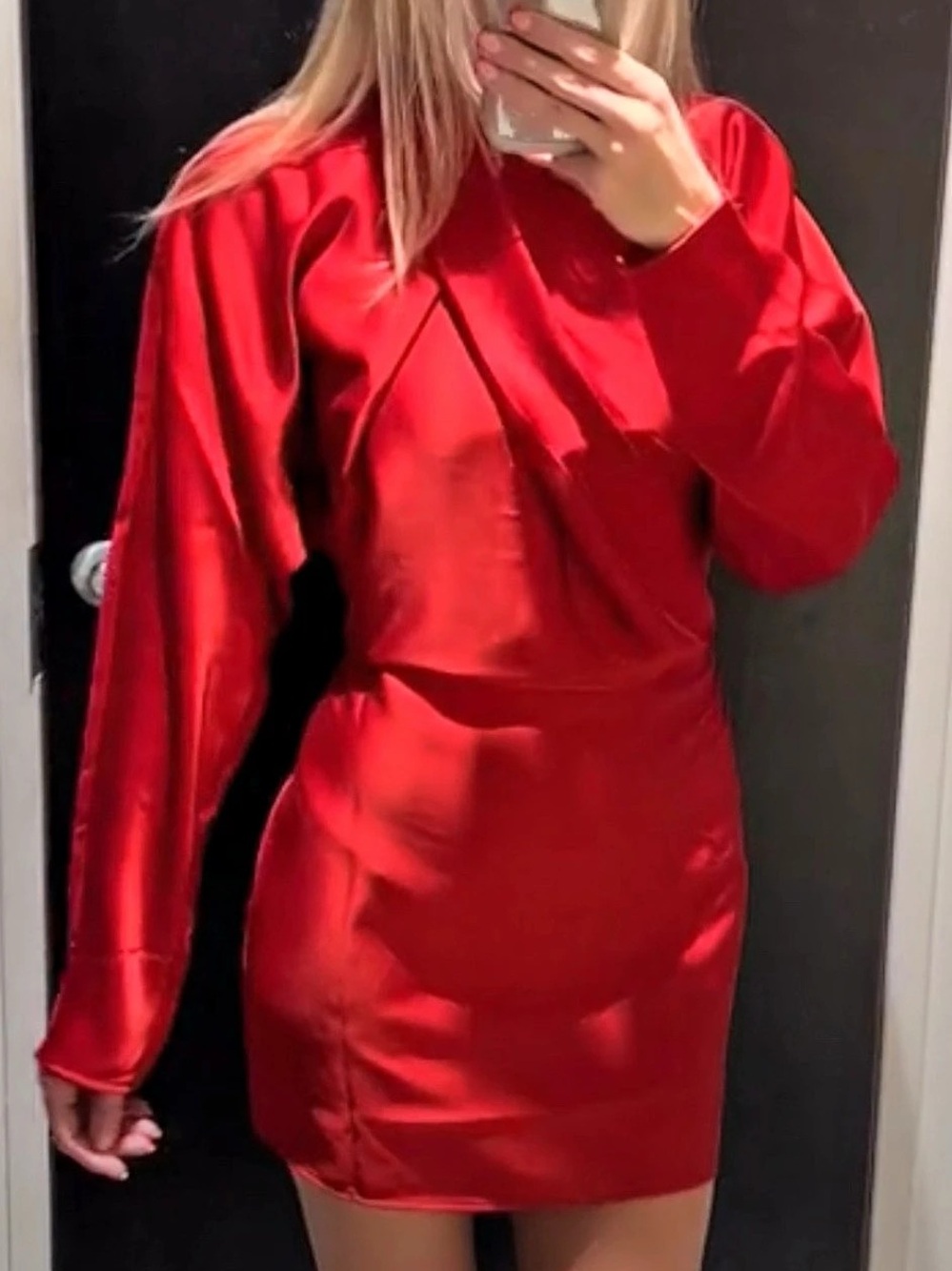 H&M Red Satin-Look Mini Dress Size XS